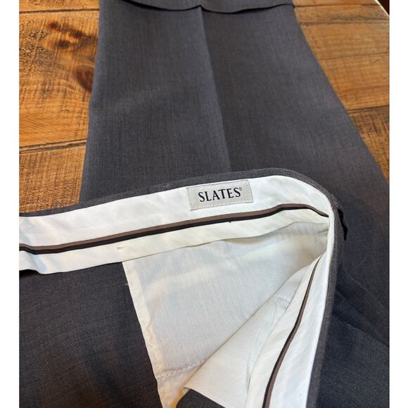 NEW Slates by Levi Strauss Vintage Gray Pleated Cuffed Dress Suit Pants 44x30 - Picture 5 of 9